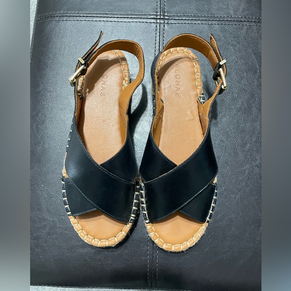 Alohas Espadrilles, Crossed Black Leather, EU size 37/US size 6.5 - Picture 9 of 16